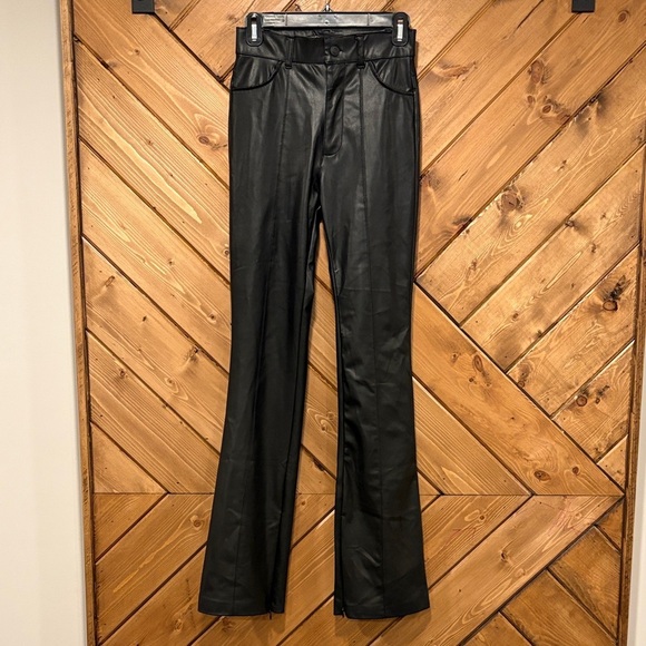 Zara Black Faux Leather Flare Pants XS - Picture 1 of 8